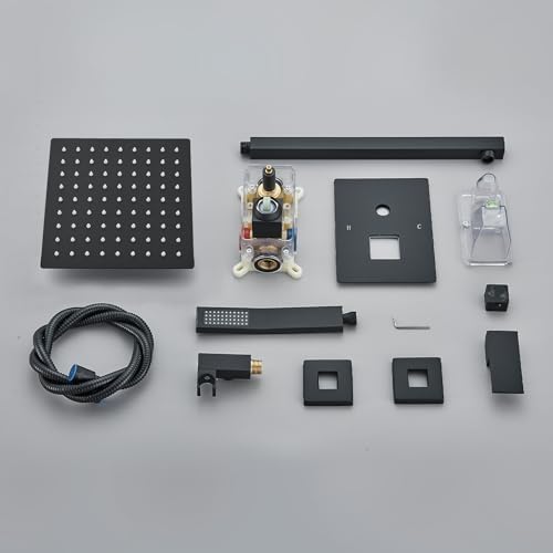 Ackwave Matte Black Rain Shower System Set
