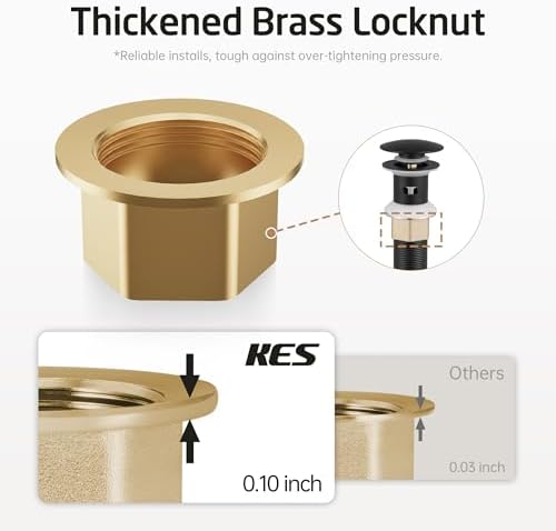 KES All Metal Bathroom Sink Drain with Strainer Basket and Overflow