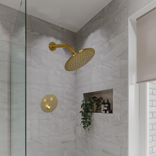 Aquaiaw 6 Inch Solid Brass Shower Arm with Escutcheon