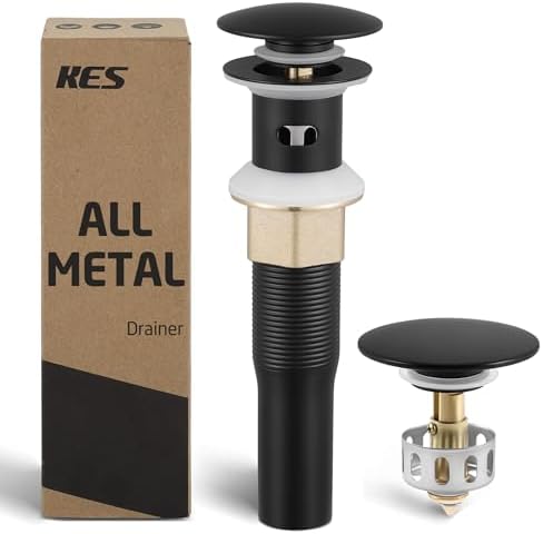 KES All Metal Bathroom Sink Drain with Strainer Basket and Overflow