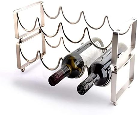 ALDEPO 4 Bottle Stackable Wine Rack with Silver Metal Tiers