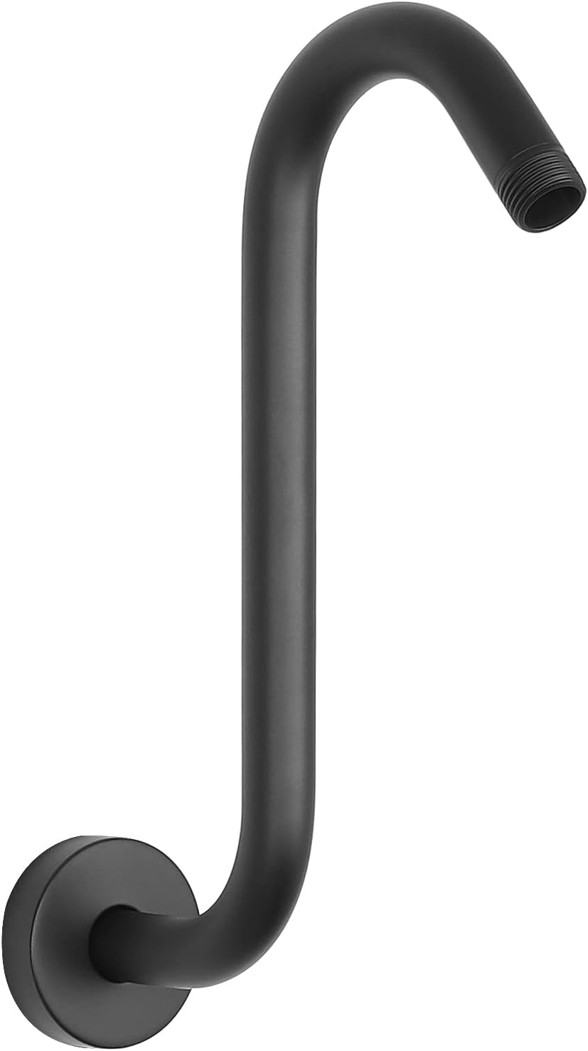HarJue S Shaped Shower Arm 10 Inch Matte Black