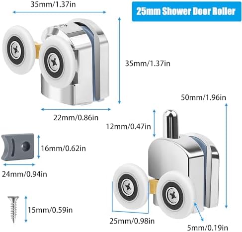 Cokritsm 25mm Shower Door Rollers 4-Pack