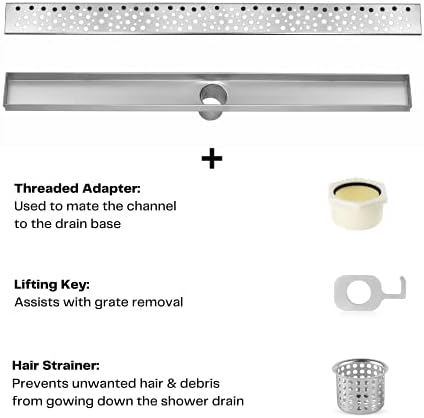 DreamDrains 42 in Linear Shower Drain with Rain Pattern 1
