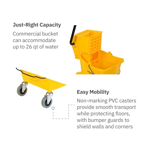 Carlisle 26-Quart Commercial Mop Bucket with Side-Press Wringer Durable Yellow