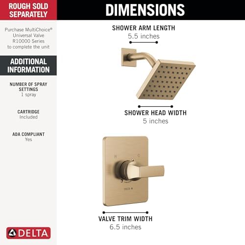 Delta Faucet Velum 14 Series Gold Shower Trim Kit 1