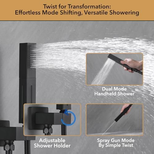 VANFOXLE Matte Black Push Button Shower Faucet Set 1