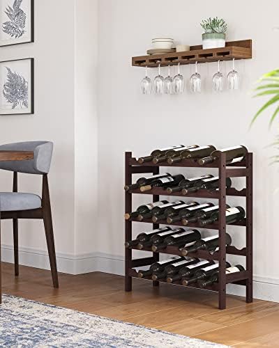 SONGMICS 30-Bottle Freestanding Bamboo Wine Rack 1