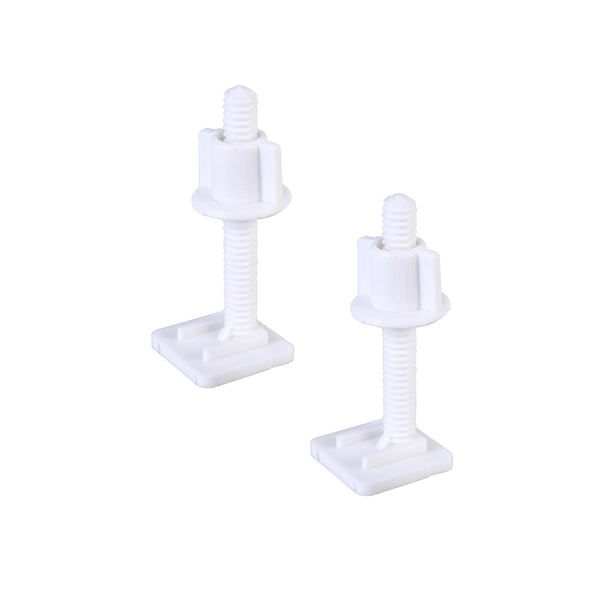 2Pcs White Plastic Toilet Seat Screws Nuts with Washers