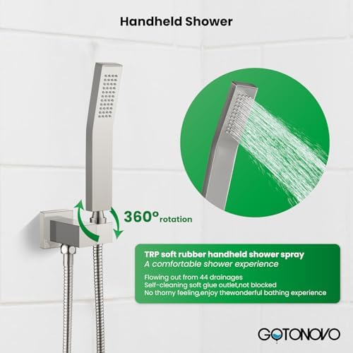 gotonovo Rain Shower Head and Handle Set with Pressure Balancing Valve
