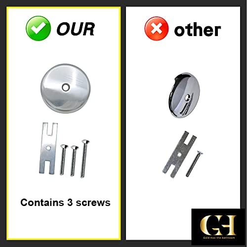 Chrome Bathtub Drain Overflow Cover with Adapter and Screws