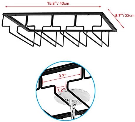 MOCOUM 4 Rows Wine Glasses Holder Under Cabinet Rack