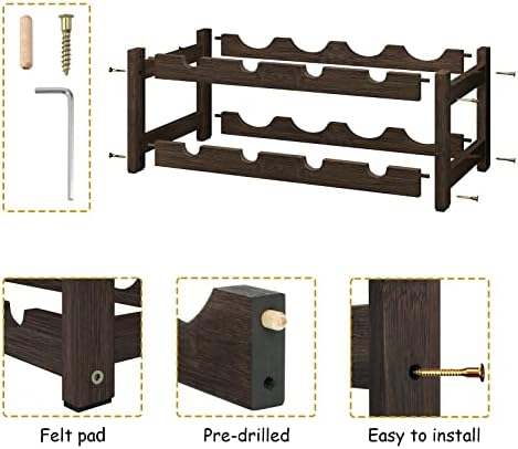 Bameos 2 Tier Bamboo Wine Rack 8 Bottle Mocha