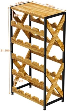 LUMAMU 20 Bottle Freestanding Wood Wine Rack
