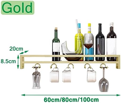 SDdPulse Wall-Mount Wine Rack with Glass Hangers - 60cm Durable and Space-Saving