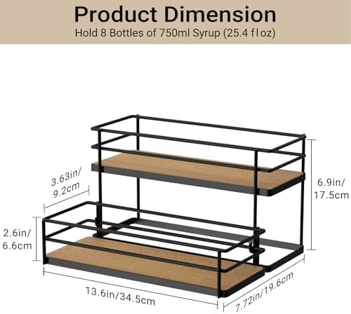 THYGIFTREE 2-Tier Syrup Holder Stand 8 Bottle Storage Rack