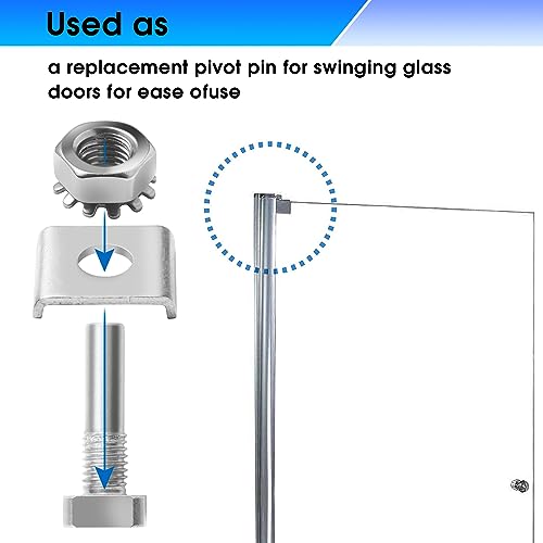 GGTE Glass Shower Door Pivot Pin Kit with Hex-Nut and Washer