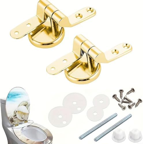 2Pcs Heavy Duty Gold Toilet Hinges Set