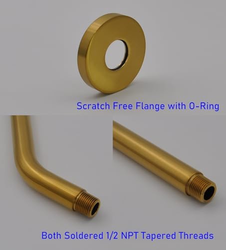 Aquaiaw 6 Inch Solid Brass Shower Arm with Escutcheon
