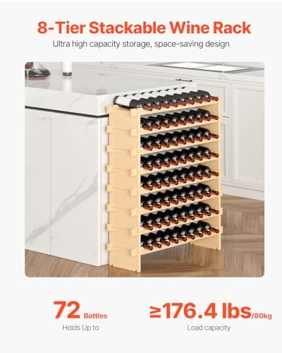 VEVOR 8-Tier Stackable Wine Rack for 72 Bottles