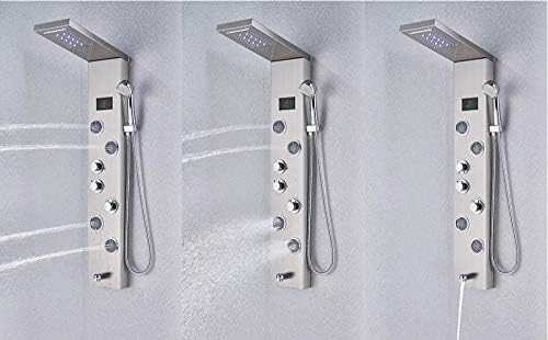 Gougeltd Bathroom Shower Panel System with LED Temperature Display and Massage Jets 1
