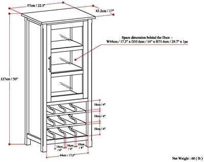 SIMPLIHOME Avalon 12-Bottle Wood Wine Rack Cabinet in Dark Tobacco Brown