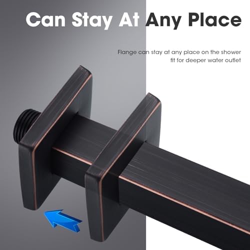 CLOVERMAP 8 Inch Square Shower Arm with Flange