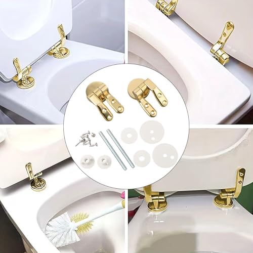 2Pcs Heavy Duty Gold Toilet Hinges Set