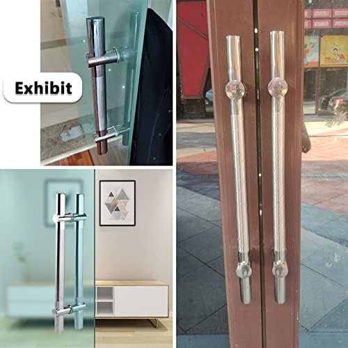 DAMSLY Adjustable Silver Glass Door Handle Set 600mm