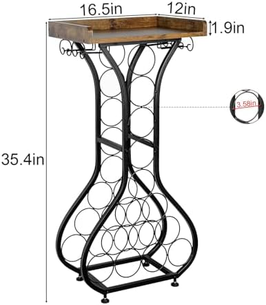 X-cosrack Freestanding Wine Rack with 14 Bottle Capacity and Glass Holder