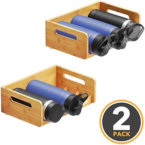 SpaceAid Bamboo Water Bottle Organizer 2 Pack 3-Slot 1