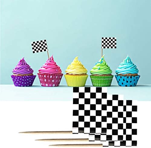Wobe Flag Toothpick - 100 Pieces Racing Themed Cake Toppers