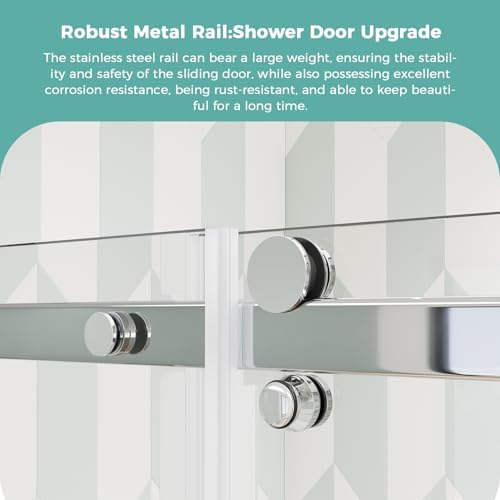 Frameless Glass Shower Door 56-60 x 75 Silver Stainless Steel