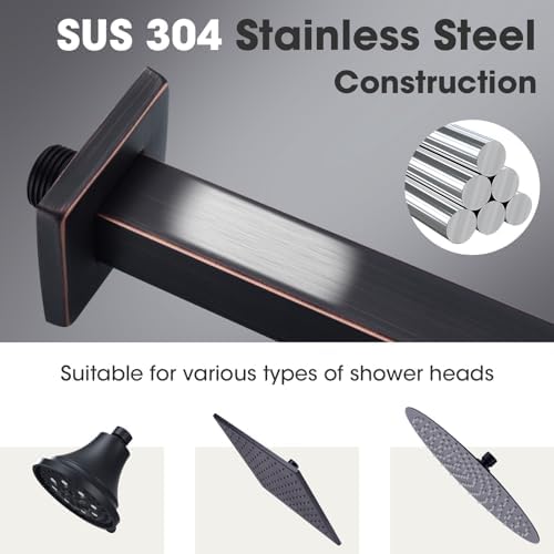 CLOVERMAP 8 Inch Square Shower Arm with Flange