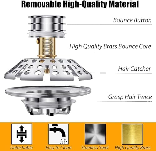 Anlige Bathtub Drain Stopper with Hair Catcher 1