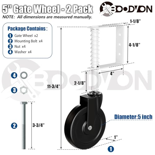 BOODVON 5 Spring Loaded Gate Caster 2 Pack
