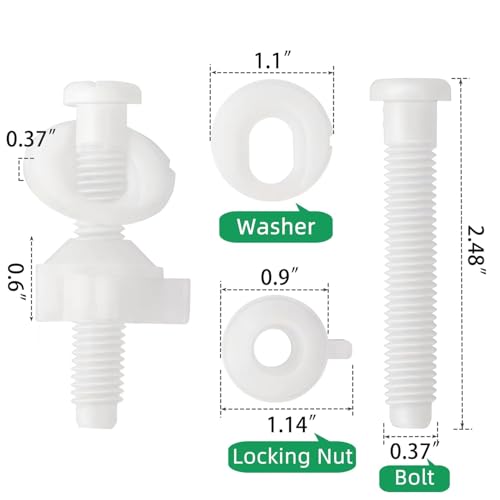 White Plastic Toilet Seat Screws 4 Pack Replacement
