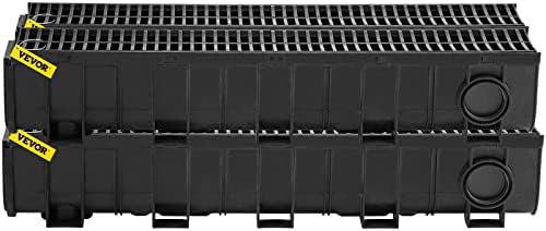 VEVOR Trench Drain System 4 Pack Black HDPE Drainage Trench