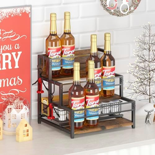 3 Tier Coffee Syrup Rack Organizer with 12 Bottle Holder