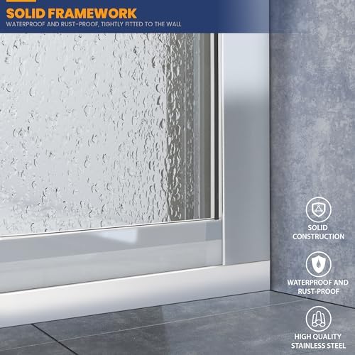 Glass Shower Door Screen 34x78 Silver 516 Clear Tempered