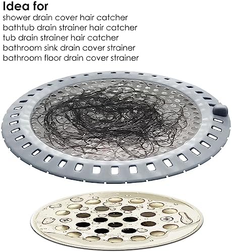 Seatery 2PCS Shower Drain Hair Catcher with Silicone Shield 1