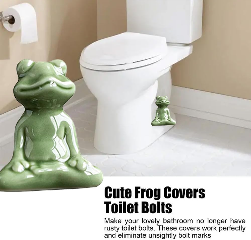2PCS Cute Frog Toilet Bolt Caps Adorable Bathroom Decor