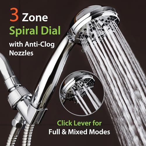 AquaDance High Pressure Handheld Shower with 6 Settings and 5ft Hose