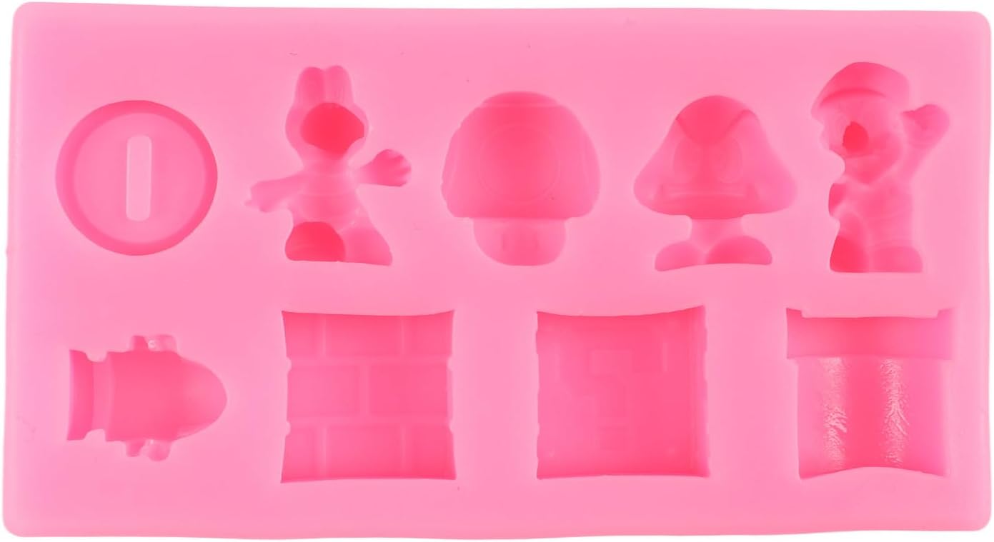 9 Hole Yoshi Icon Square Brick Dragon Mushroom Gold Coin Silicone Molds