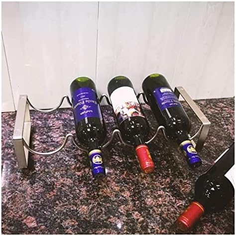 ALDEPO 4 Bottle Stackable Wine Rack with Silver Metal Tiers
