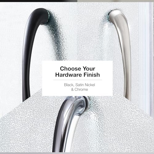 Rounded Frosted Glass Corner Shower Kit with Satin Nickel Hardware