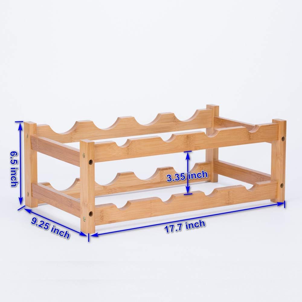 FOSTERSOURCE Bamboo Wine Rack 2-Tier 8 Bottles