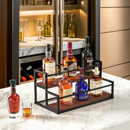 THYGIFTREE 2 Tier Liquor Bottle Display Shelf 1