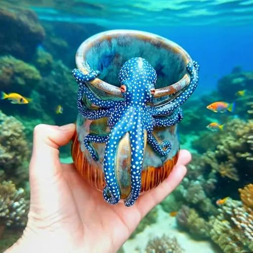 Treayes 3D Octopus Resin Mug Decor