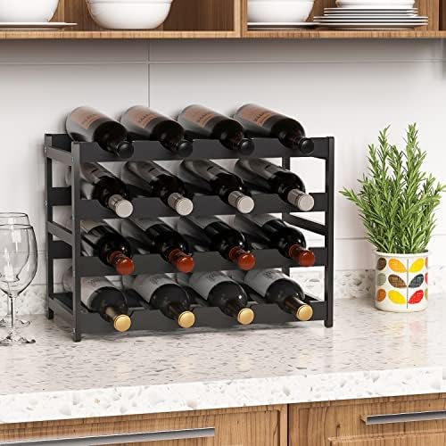Ruichang 4-Tier Bamboo Wine Rack - 16 Bottle Capacity